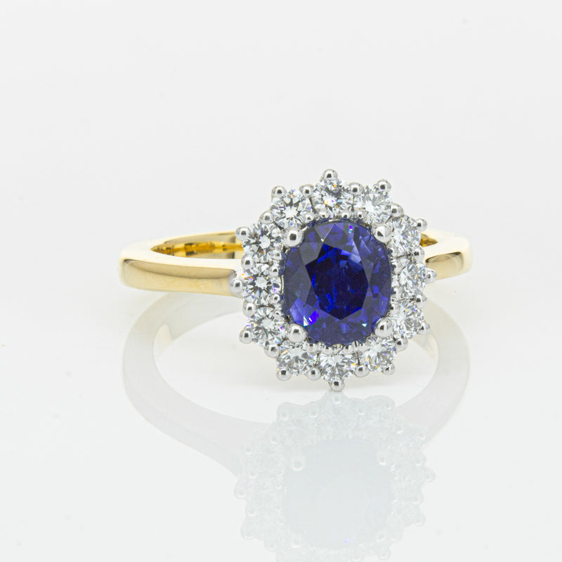 18ct Yellow Gold 1.64ct Sapphire & Diamond Belle Ring-Ring-Walker & Hall