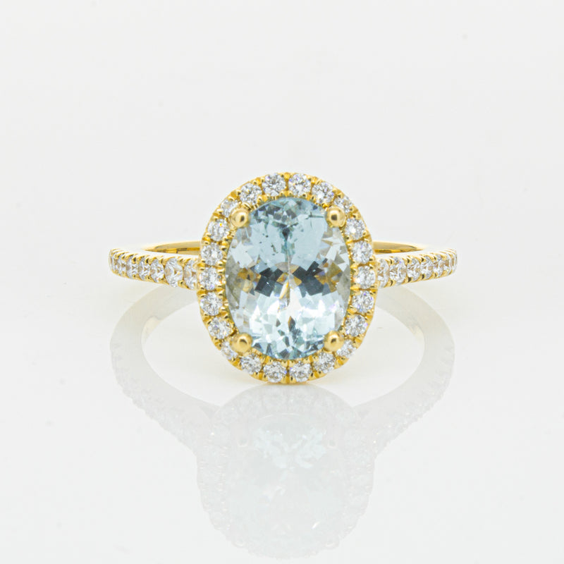 18ct Yellow Gold 1.94ct Aquamarine & Diamond Sierra Ring-Ring-Walker & Hall