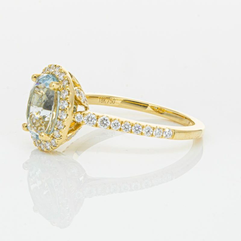 18ct Yellow Gold 1.94ct Aquamarine & Diamond Sierra Ring-Ring-Walker & Hall