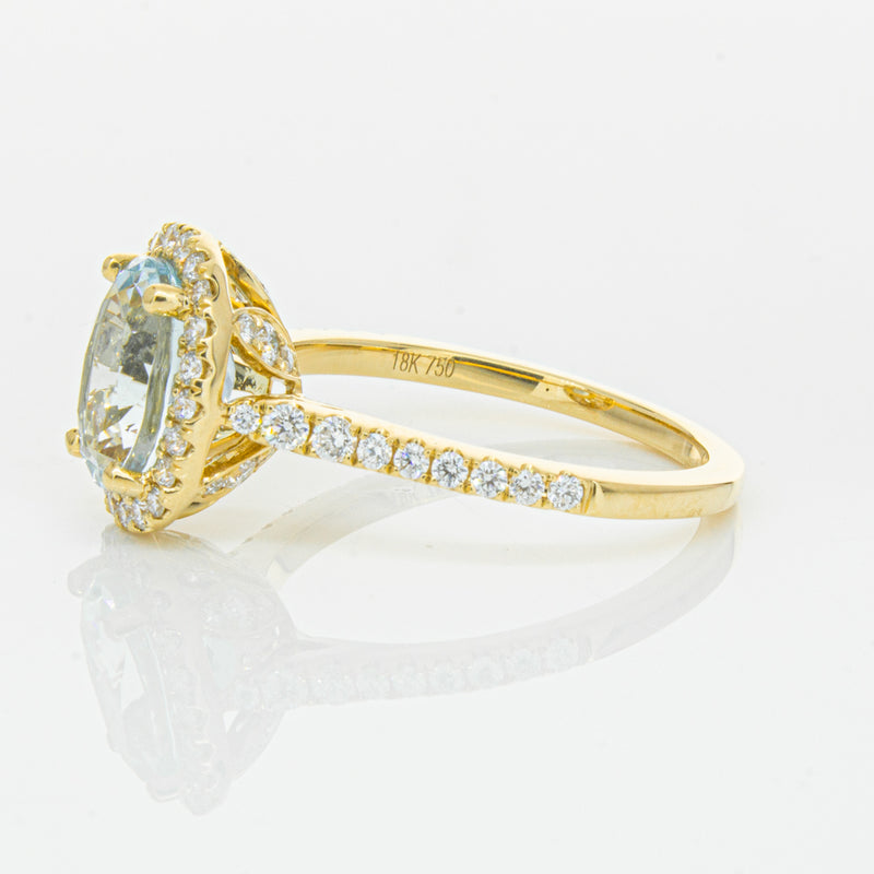 18ct Yellow Gold 1.94ct Aquamarine & Diamond Sierra Ring-Ring-Walker & Hall