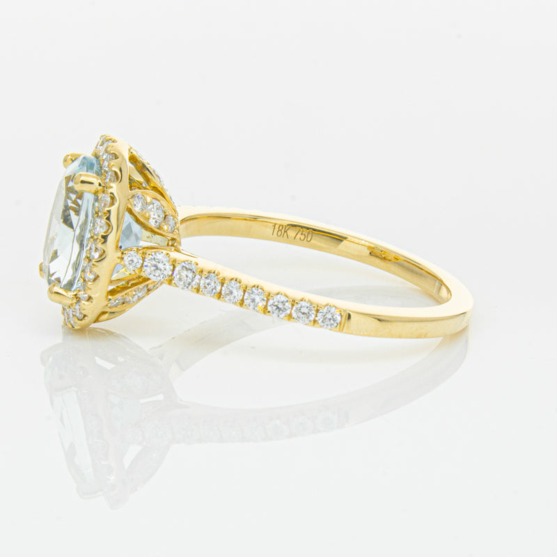 18ct Yellow Gold 1.94ct Aquamarine & Diamond Sierra Ring-Ring-Walker & Hall