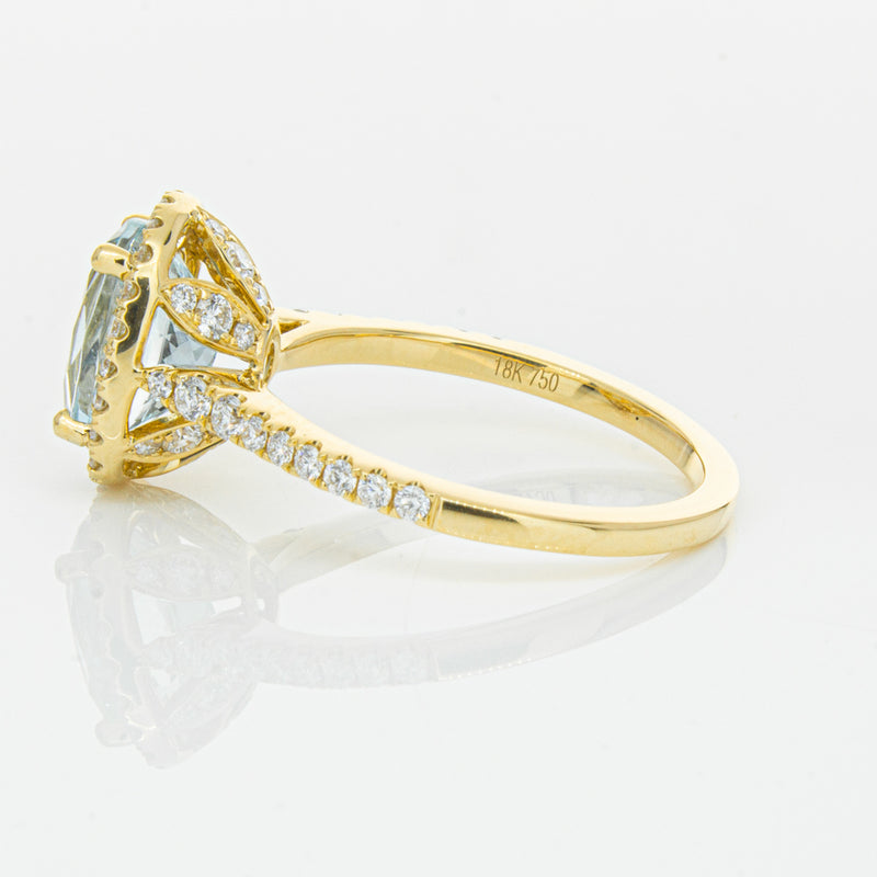 18ct Yellow Gold 1.94ct Aquamarine & Diamond Sierra Ring-Ring-Walker & Hall