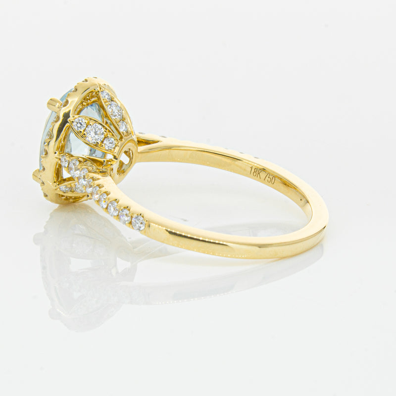 18ct Yellow Gold 1.94ct Aquamarine & Diamond Sierra Ring-Ring-Walker & Hall