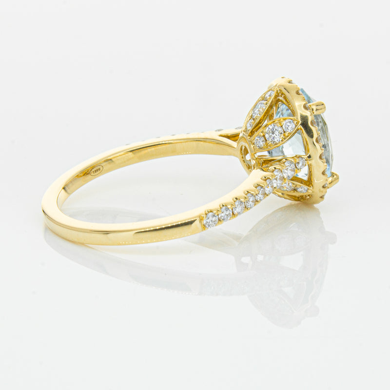 18ct Yellow Gold 1.94ct Aquamarine & Diamond Sierra Ring-Ring-Walker & Hall