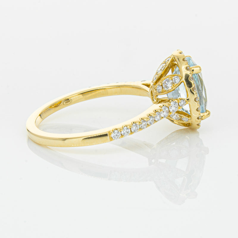 18ct Yellow Gold 1.94ct Aquamarine & Diamond Sierra Ring-Ring-Walker & Hall