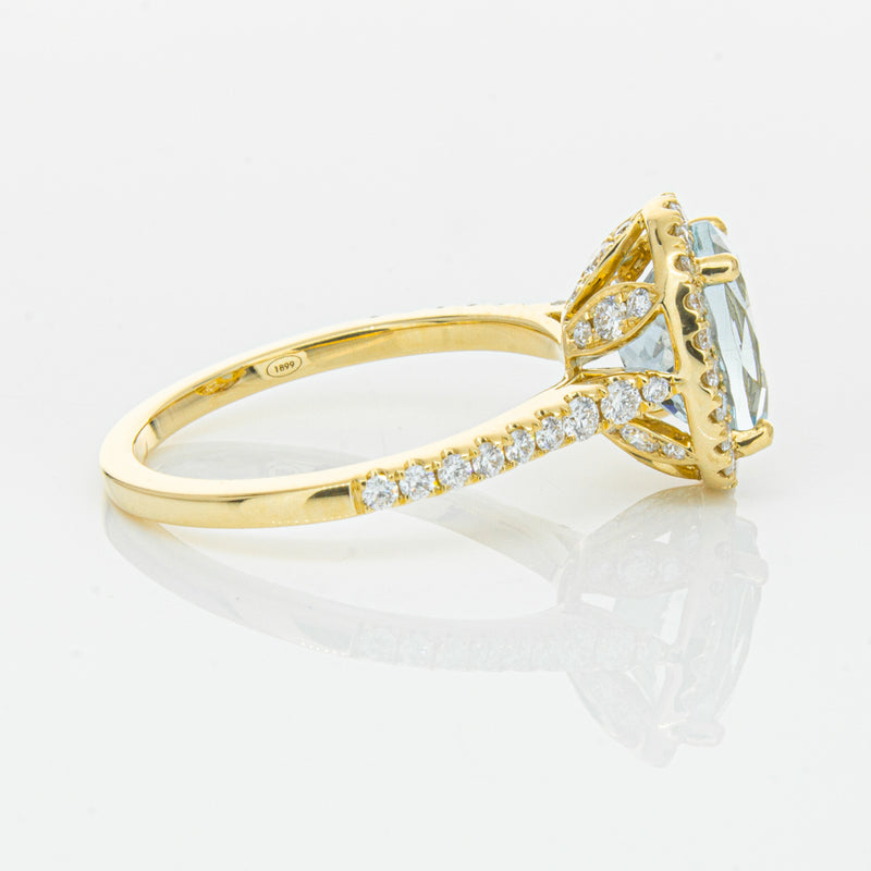 18ct Yellow Gold 1.94ct Aquamarine & Diamond Sierra Ring-Ring-Walker & Hall