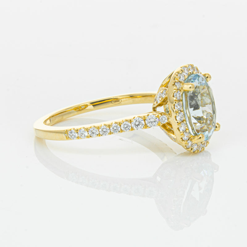 18ct Yellow Gold 1.94ct Aquamarine & Diamond Sierra Ring-Ring-Walker & Hall