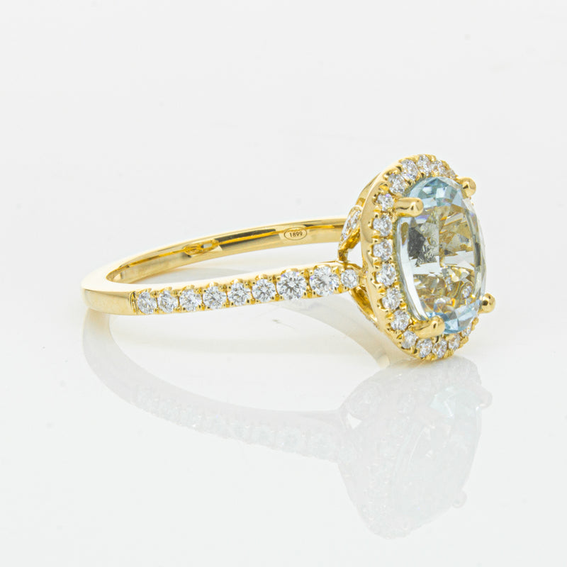 18ct Yellow Gold 1.94ct Aquamarine & Diamond Sierra Ring-Ring-Walker & Hall