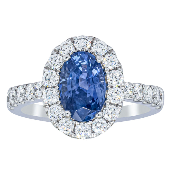 18ct White Gold 1.75ct Sapphire & Diamond Ring - Ring - Walker & Hall