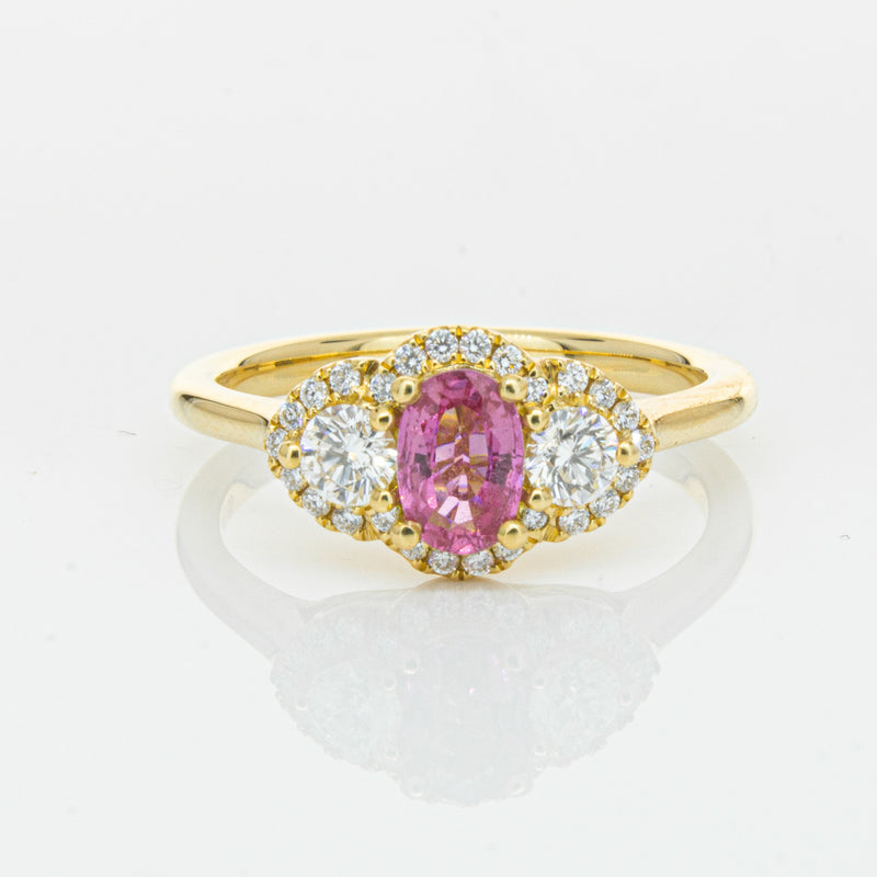 18ct Yellow Gold .59ct Pink Sapphire & Diamond Posie Ring-Ring-Walker & Hall