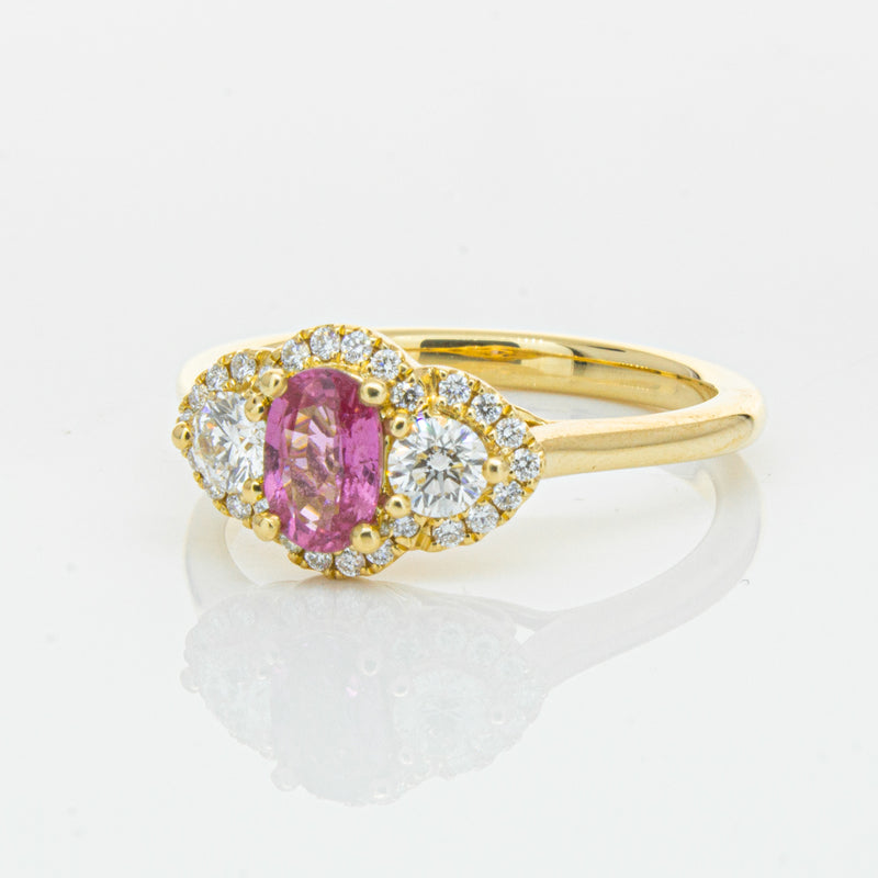 18ct Yellow Gold .59ct Pink Sapphire & Diamond Posie Ring-Ring-Walker & Hall