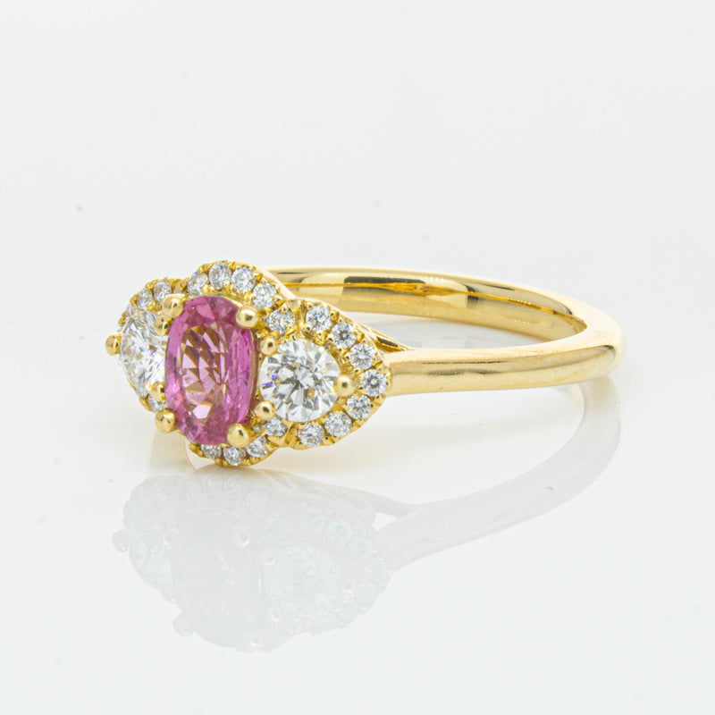 18ct Yellow Gold .59ct Pink Sapphire & Diamond Posie Ring-Ring-Walker & Hall