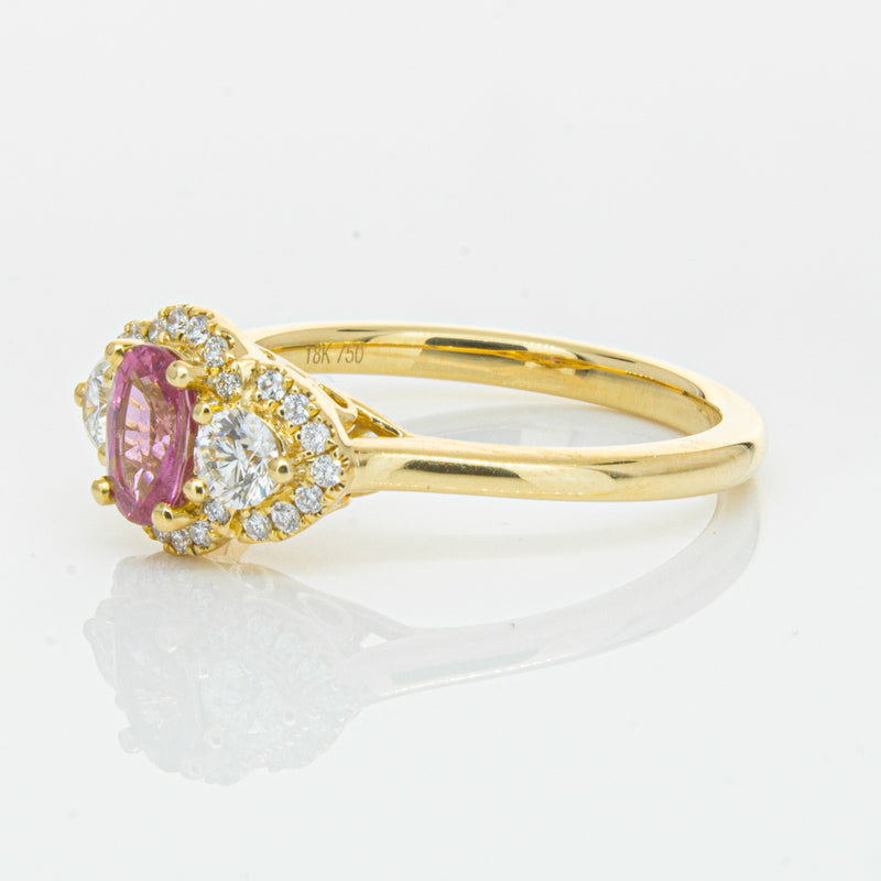 18ct Yellow Gold .59ct Pink Sapphire & Diamond Posie Ring-Ring-Walker & Hall