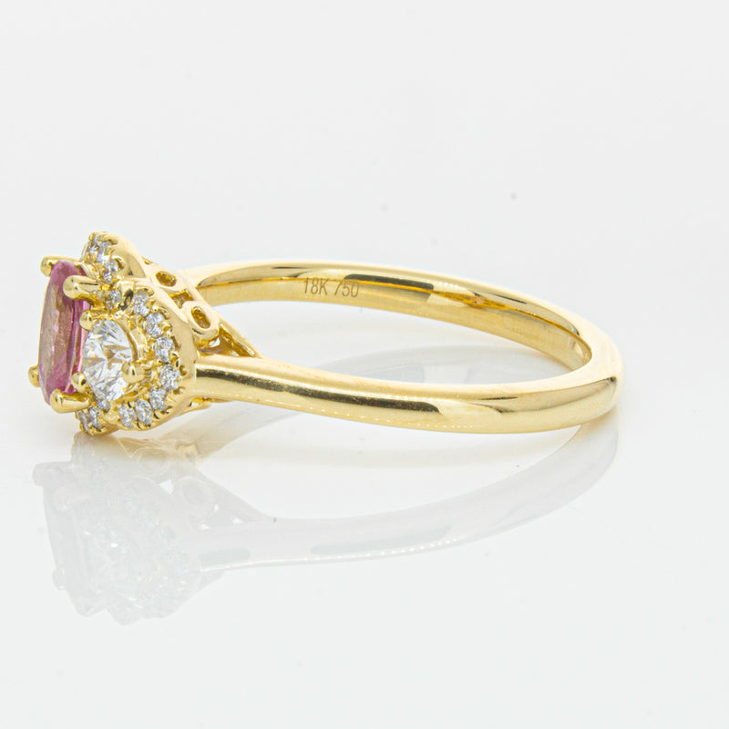 18ct Yellow Gold .59ct Pink Sapphire & Diamond Posie Ring-Ring-Walker & Hall