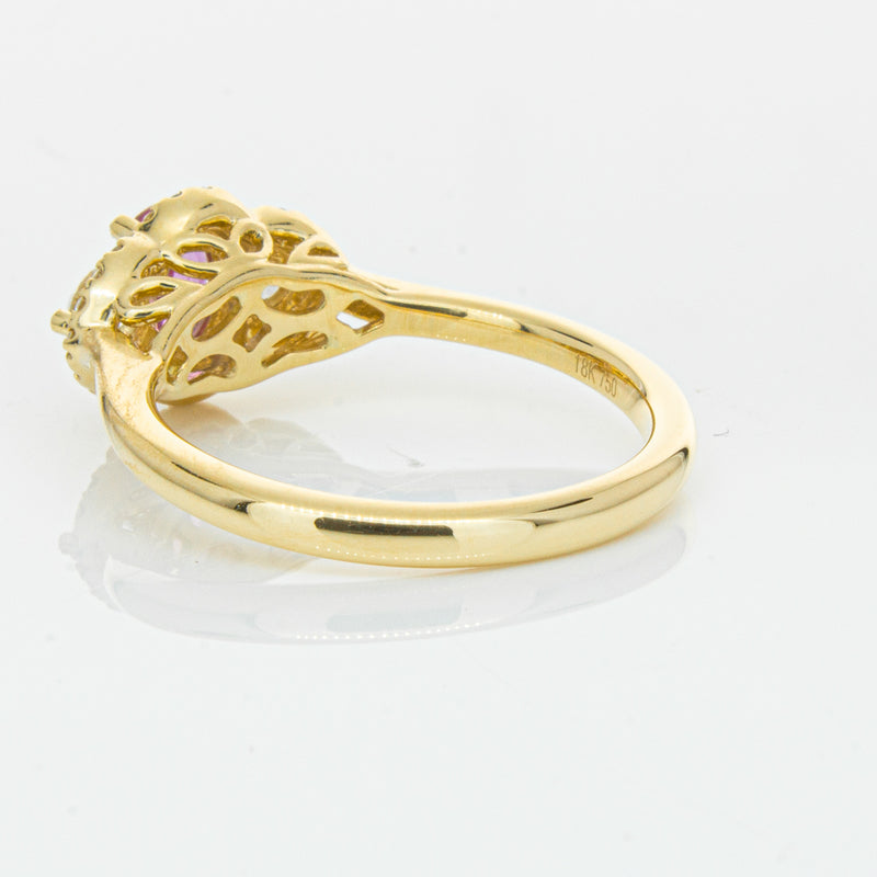 18ct Yellow Gold .59ct Pink Sapphire & Diamond Posie Ring-Ring-Walker & Hall