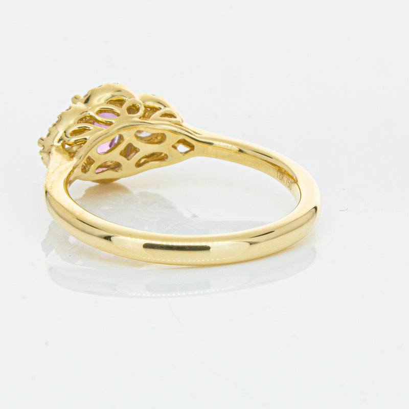 18ct Yellow Gold .59ct Pink Sapphire & Diamond Posie Ring-Ring-Walker & Hall