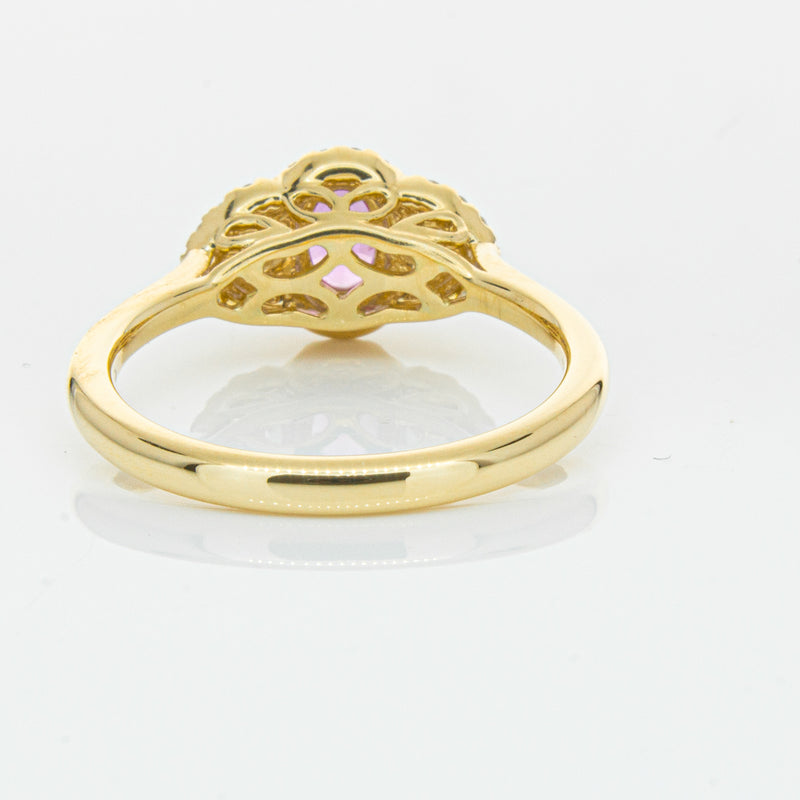 18ct Yellow Gold .59ct Pink Sapphire & Diamond Posie Ring-Ring-Walker & Hall