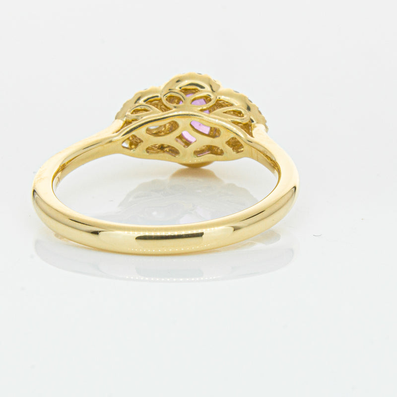 18ct Yellow Gold .59ct Pink Sapphire & Diamond Posie Ring-Ring-Walker & Hall