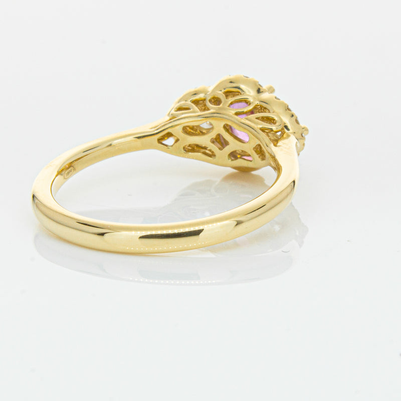 18ct Yellow Gold .59ct Pink Sapphire & Diamond Posie Ring-Ring-Walker & Hall