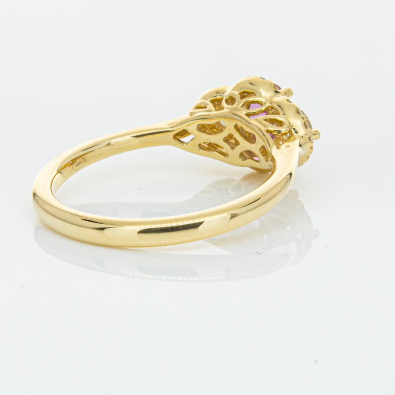 18ct Yellow Gold .59ct Pink Sapphire & Diamond Posie Ring-Ring-Walker & Hall