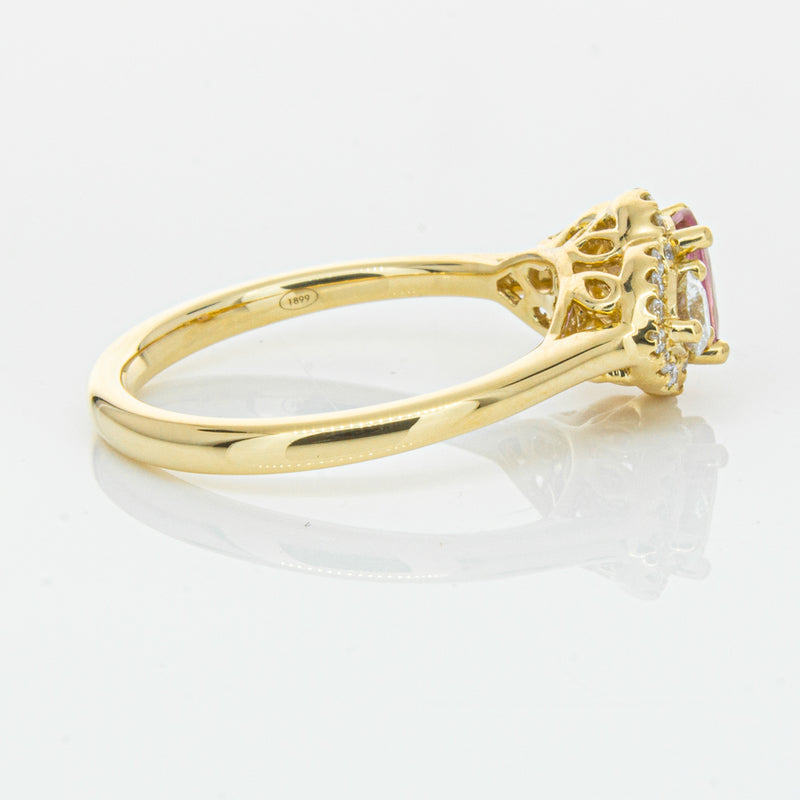 18ct Yellow Gold .59ct Pink Sapphire & Diamond Posie Ring-Ring-Walker & Hall