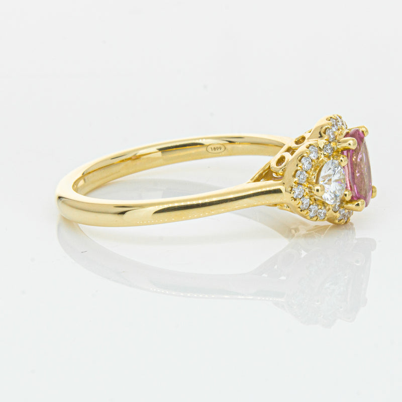18ct Yellow Gold .59ct Pink Sapphire & Diamond Posie Ring-Ring-Walker & Hall