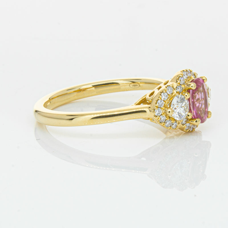 18ct Yellow Gold .59ct Pink Sapphire & Diamond Posie Ring-Ring-Walker & Hall