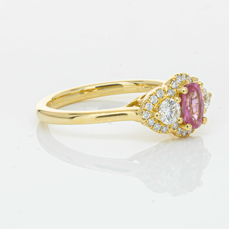 18ct Yellow Gold .59ct Pink Sapphire & Diamond Posie Ring-Ring-Walker & Hall