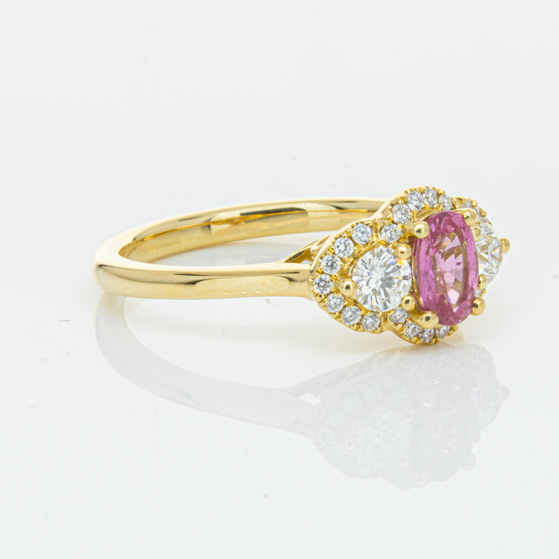 18ct Yellow Gold .59ct Pink Sapphire & Diamond Posie Ring-Ring-Walker & Hall