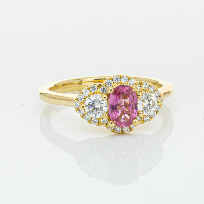 18ct Yellow Gold .59ct Pink Sapphire & Diamond Posie Ring-Ring-Walker & Hall
