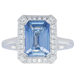 18ct White Gold 3.02ct Sapphire & Diamond Empire Ring - Ring - Walker & Hall