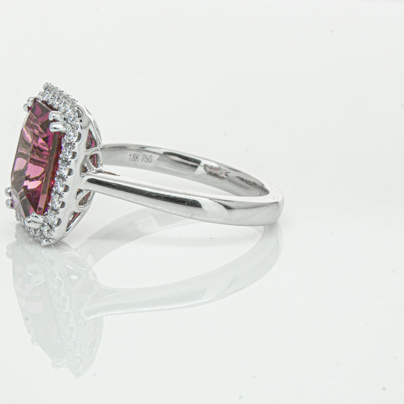 18ct White Gold 3.32ct Pink Tourmaline & Diamond Fleur Ring-Ring-Walker & Hall