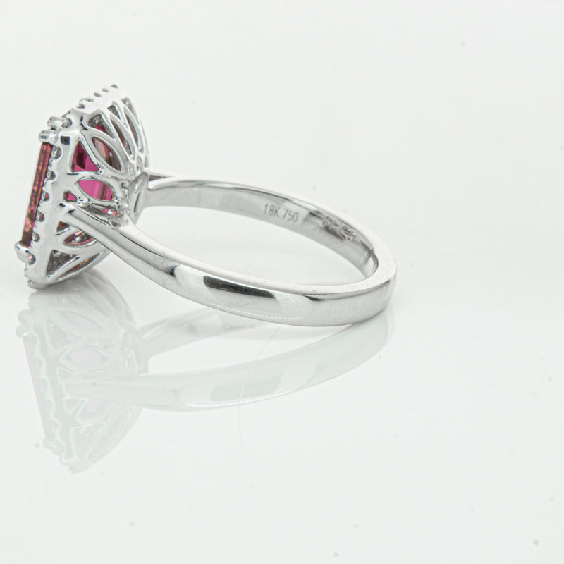 18ct White Gold 3.32ct Pink Tourmaline & Diamond Fleur Ring-Ring-Walker & Hall
