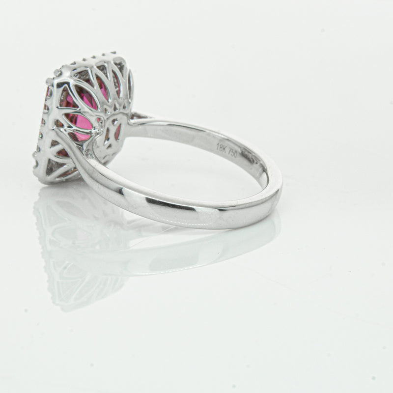 18ct White Gold 3.32ct Pink Tourmaline & Diamond Fleur Ring-Ring-Walker & Hall