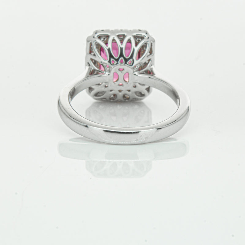 18ct White Gold 3.32ct Pink Tourmaline & Diamond Fleur Ring-Ring-Walker & Hall