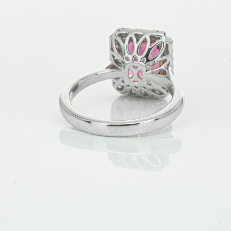 18ct White Gold 3.32ct Pink Tourmaline & Diamond Fleur Ring-Ring-Walker & Hall