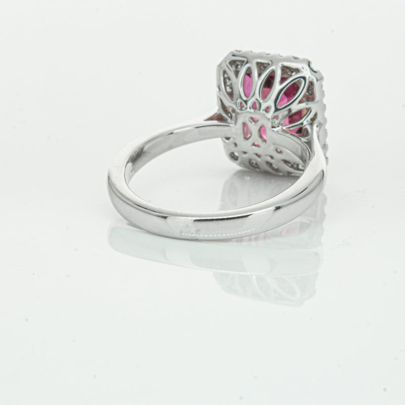 18ct White Gold 3.32ct Pink Tourmaline & Diamond Fleur Ring-Ring-Walker & Hall