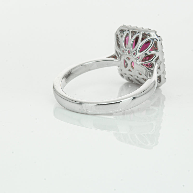 18ct White Gold 3.32ct Pink Tourmaline & Diamond Fleur Ring-Ring-Walker & Hall