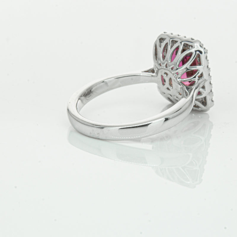 18ct White Gold 3.32ct Pink Tourmaline & Diamond Fleur Ring-Ring-Walker & Hall