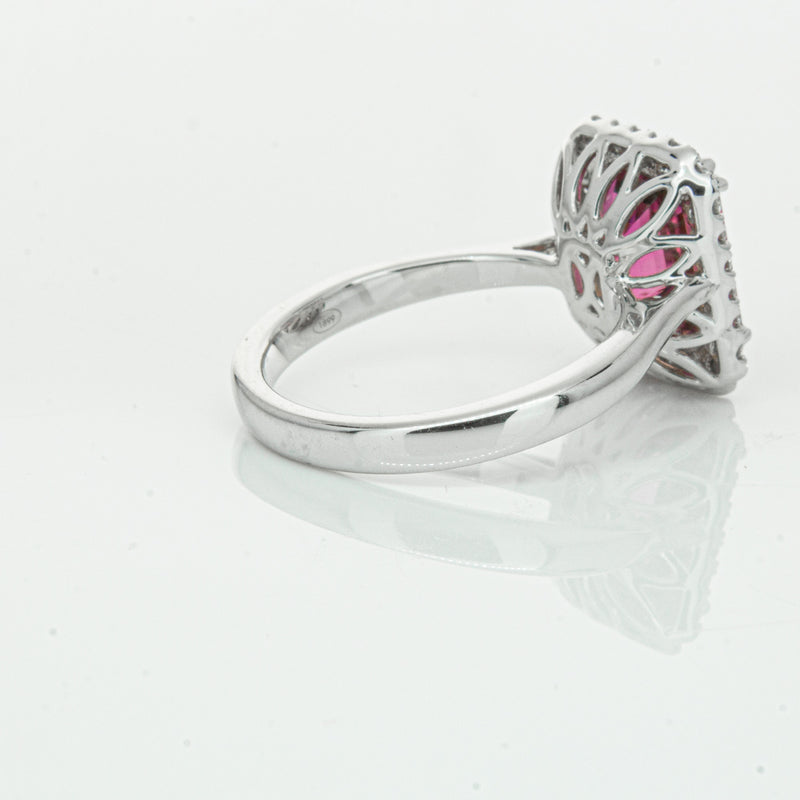 18ct White Gold 3.32ct Pink Tourmaline & Diamond Fleur Ring-Ring-Walker & Hall