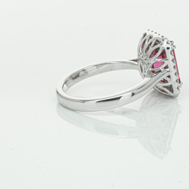 18ct White Gold 3.32ct Pink Tourmaline & Diamond Fleur Ring-Ring-Walker & Hall