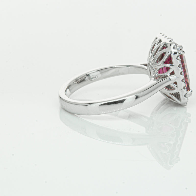 18ct White Gold 3.32ct Pink Tourmaline & Diamond Fleur Ring-Ring-Walker & Hall