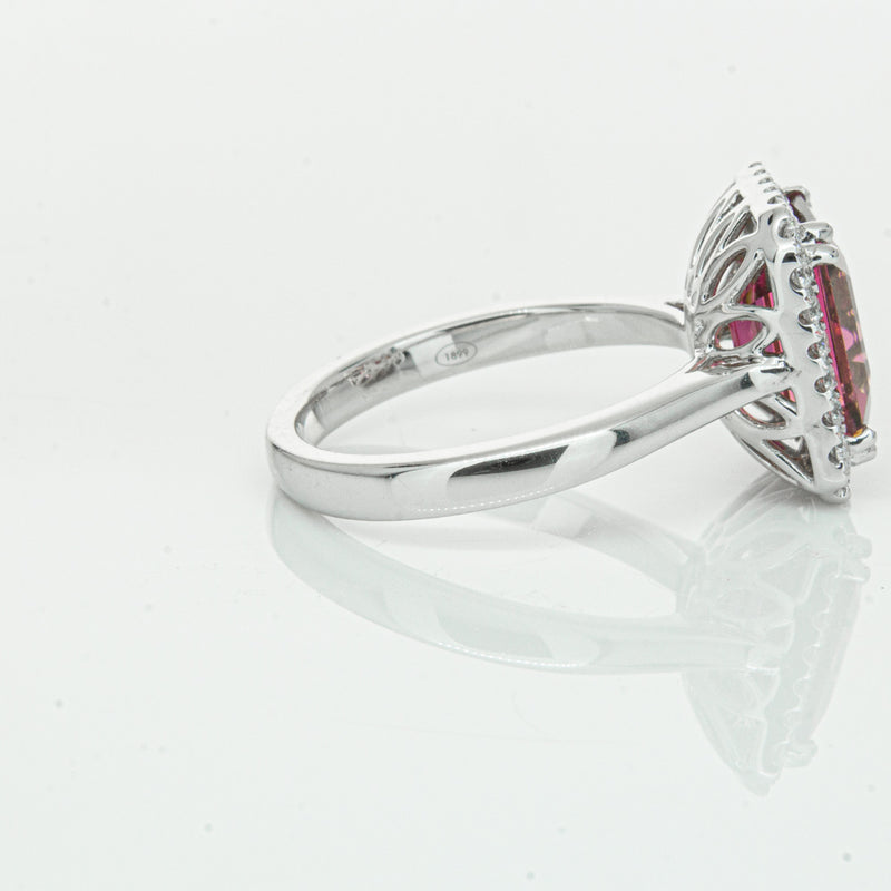 18ct White Gold 3.32ct Pink Tourmaline & Diamond Fleur Ring-Ring-Walker & Hall