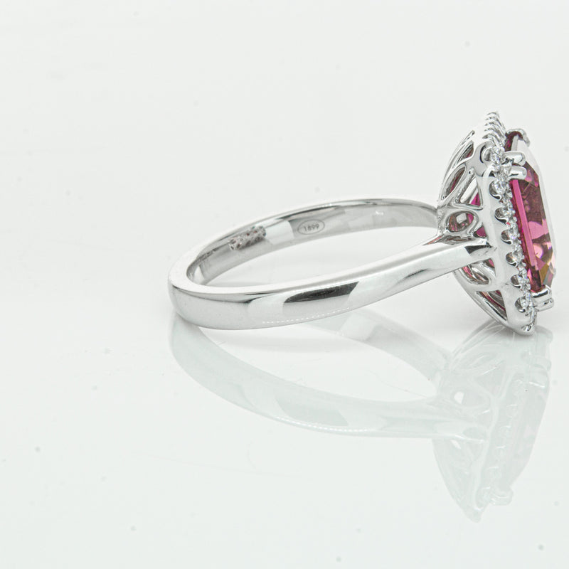 18ct White Gold 3.32ct Pink Tourmaline & Diamond Fleur Ring-Ring-Walker & Hall
