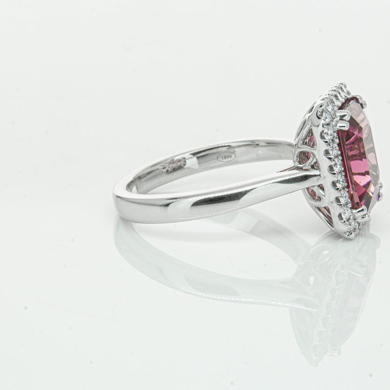18ct White Gold 3.32ct Pink Tourmaline & Diamond Fleur Ring-Ring-Walker & Hall