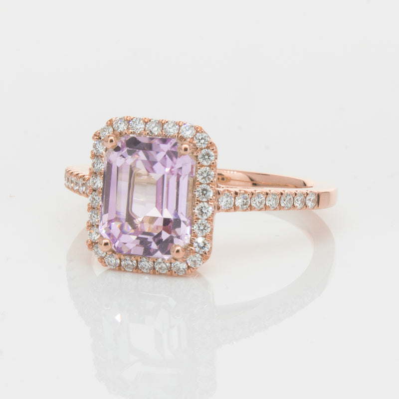 18ct Rose Gold 2.70ct Kunzite & Diamond Ring-Ring-Walker & Hall