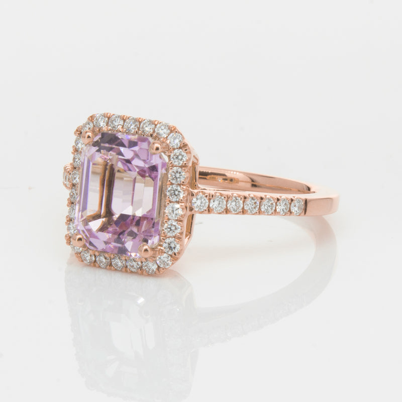 18ct Rose Gold 2.70ct Kunzite & Diamond Ring-Ring-Walker & Hall