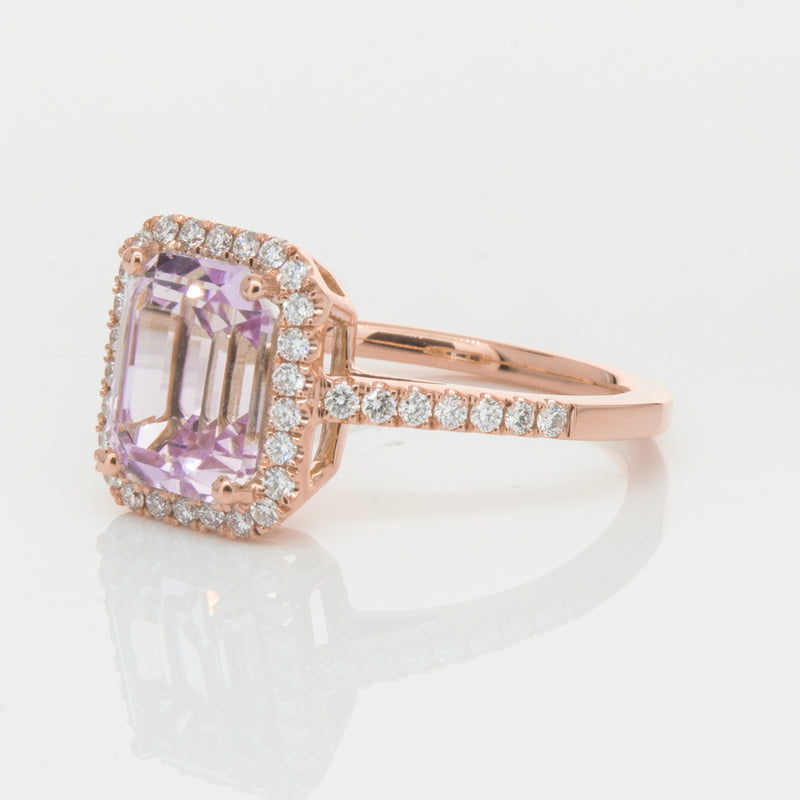 18ct Rose Gold 2.70ct Kunzite & Diamond Ring-Ring-Walker & Hall
