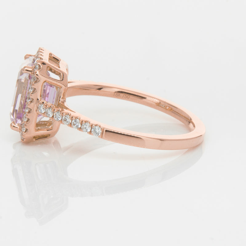 18ct Rose Gold 2.70ct Kunzite & Diamond Ring-Ring-Walker & Hall