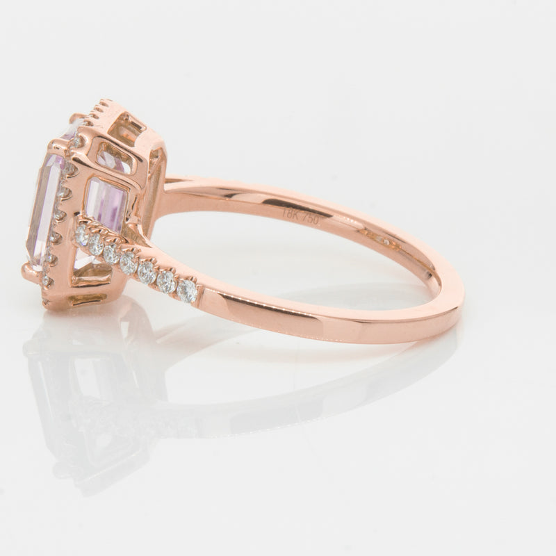 18ct Rose Gold 2.70ct Kunzite & Diamond Ring-Ring-Walker & Hall